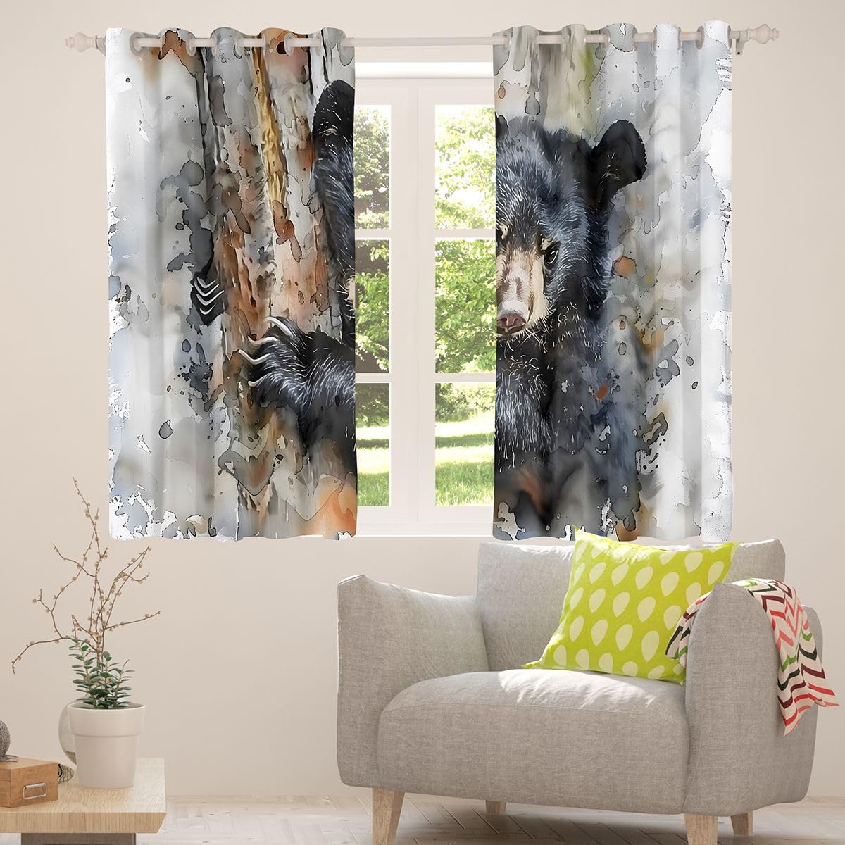 Loussiesd Black Bear - Trattamenti per finestre, 2 pannelli, 116 x 137 cm