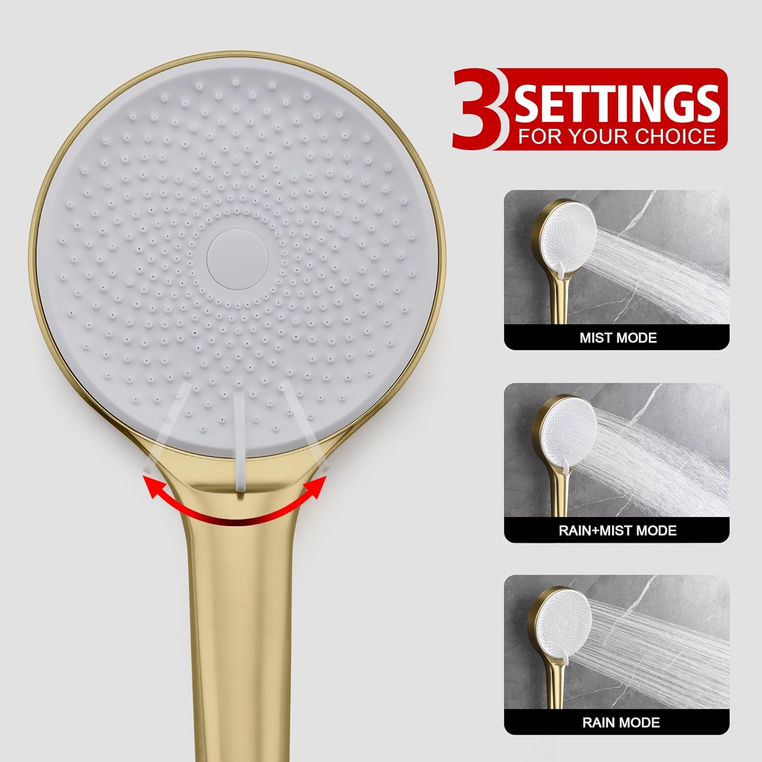 sumerain Rain Shower System with 10 inch Rainfall Shower Head,Brushed Gold Shower Faucet Complete Set with Rough-in Valve and Trim Kit