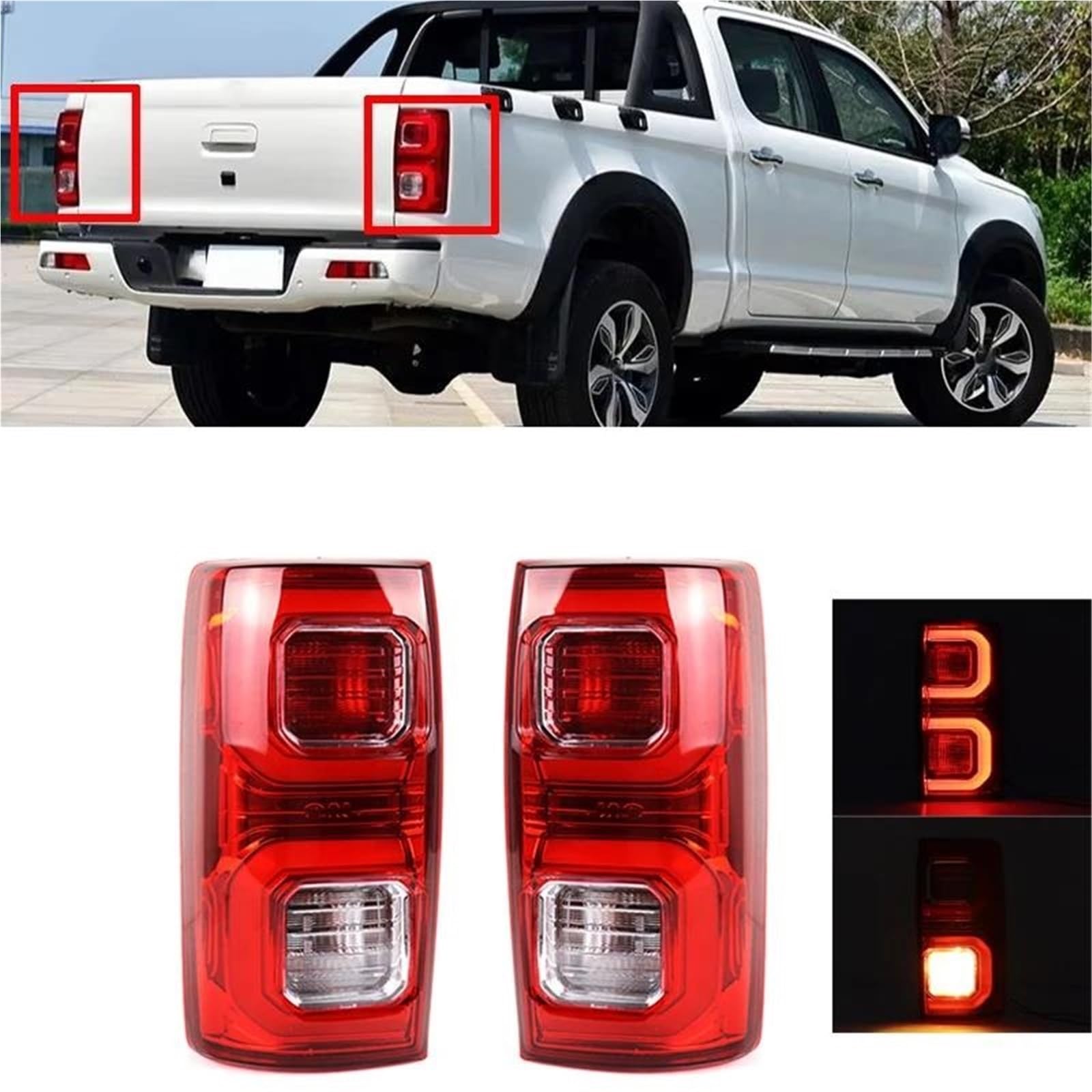 Tylne światło samochodowe Dla JAC T8 Pickup Tylne Światło Samochodu Zderzak Lampa Hamulca Z Żarówkami Akcesoria Do Wiązek Przewodów HIOPILKIKG(Right)