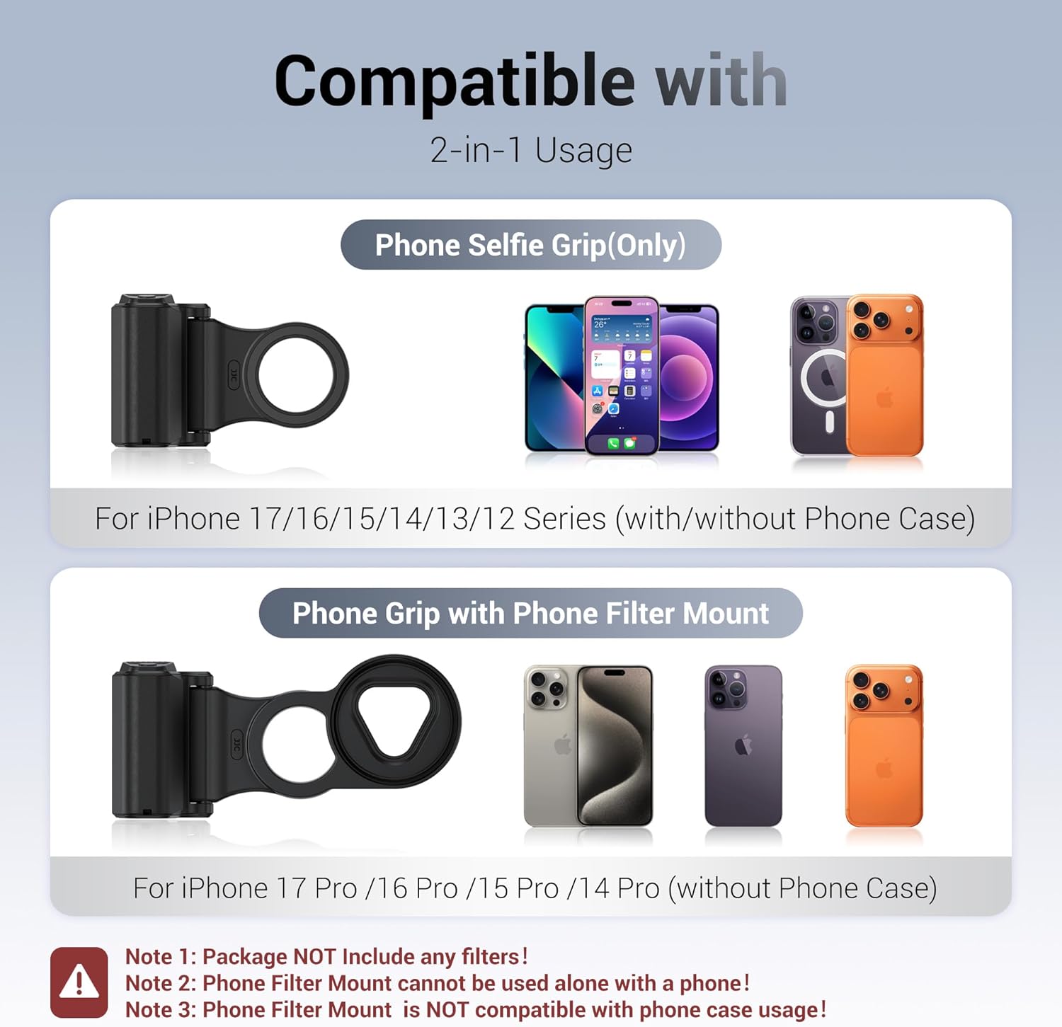 KIWIFOTOS Magnetic Phone Camera Grip with 67mm Phone Lens Filter Adapter Kit for Magsafe iPhone 17 16 15 14 Pro Handle with Remote & Tripod Adapter (Filter not Included)