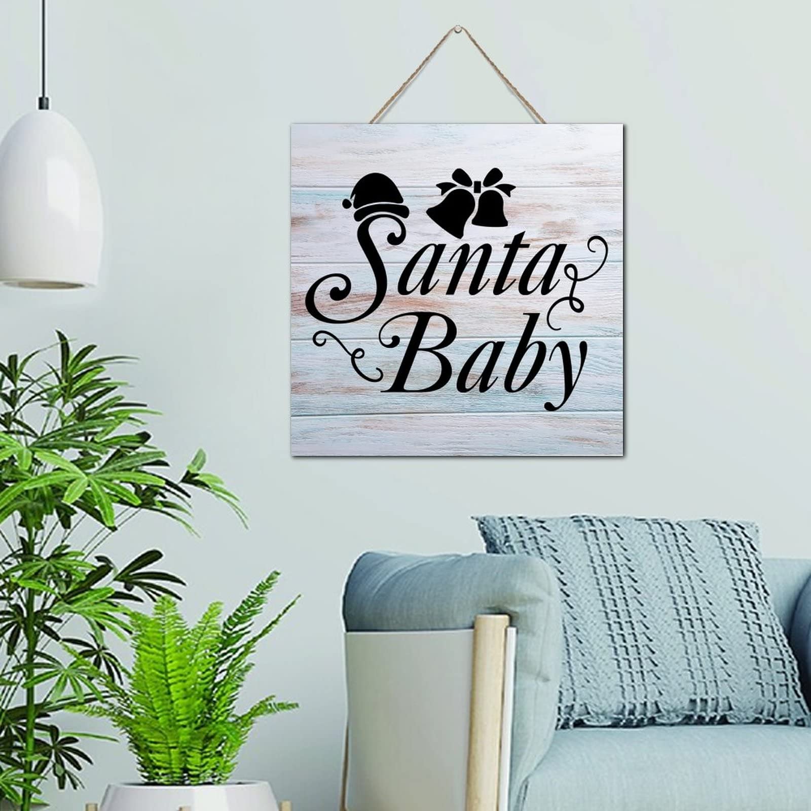 Plaque murale bois Santa Baby : décoration d'intérieur salon et bureau