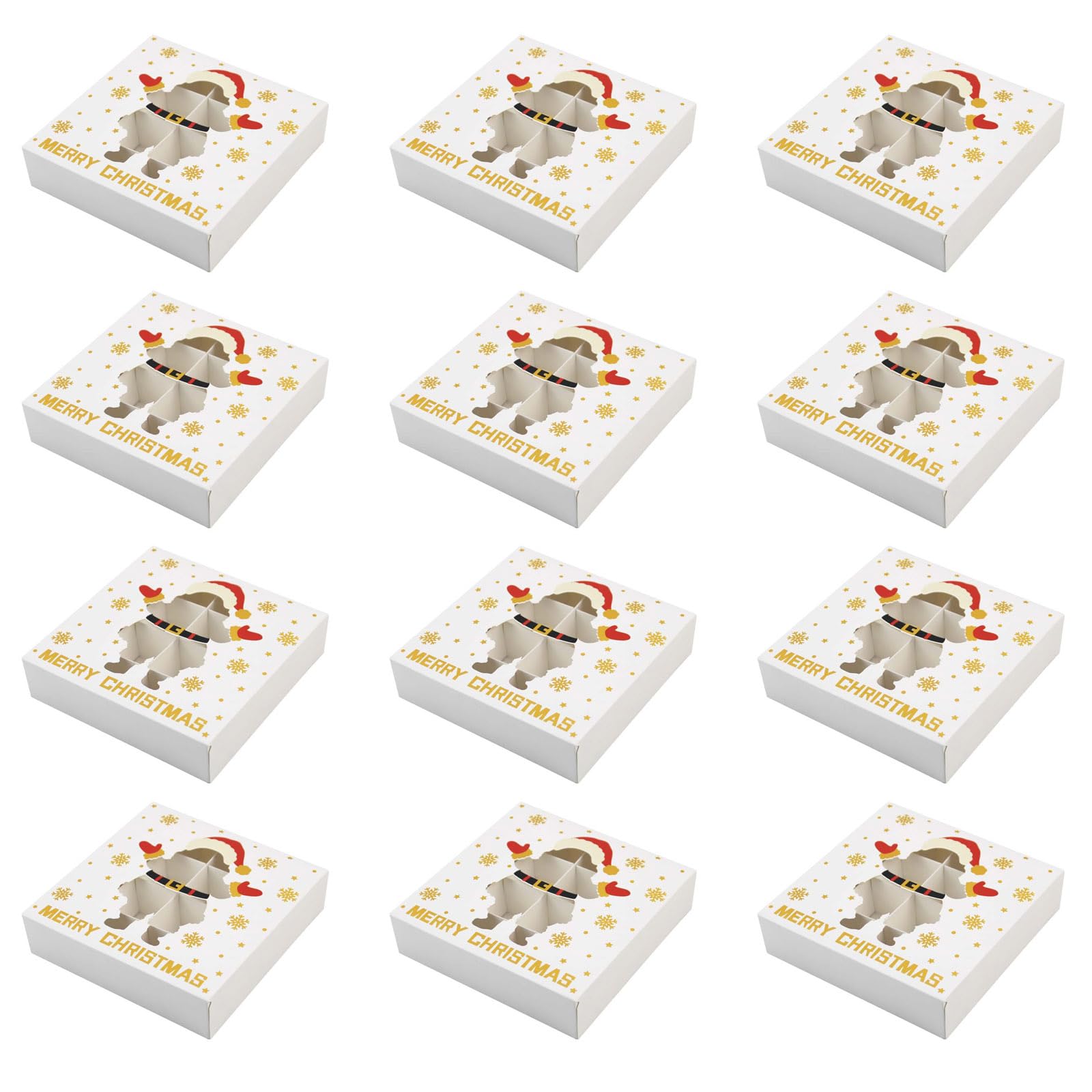 Osniyaw C Pack Of 12 Hristmas Hocolate Packaging Box With 12 Ompartments, Paper Treat Boxes, Ookies Andy Boxes, Hristmas