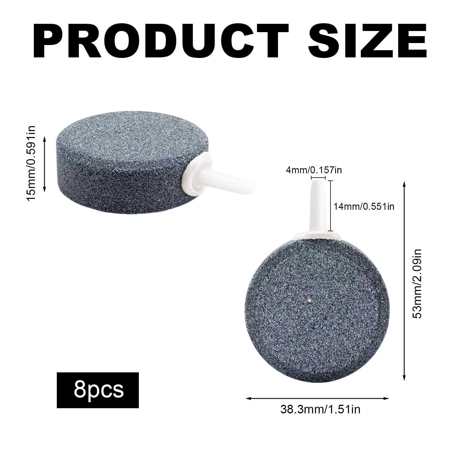 8 Pièces Diffuseur Air Aquarium, Diamètre 4 cm Pierre à Bulles pour étangs, Gravier Bulleur Aquarium, Gris Diffuseur D'oxygène, pour Aquariums, Bassins et Bassins