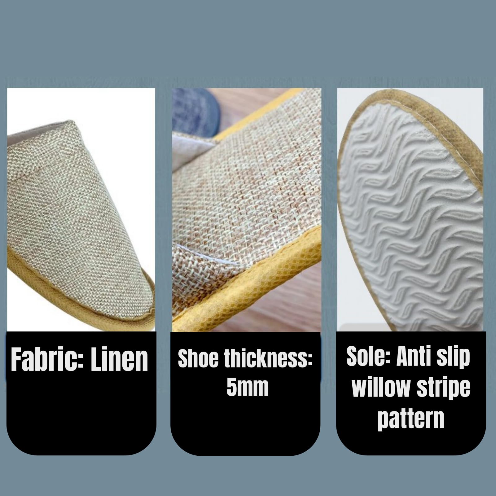 Tissting Pantoufles Jetables pour Hôtel, Chaussons Invités Antidérapantes Confortables en Lin 30 Paires Unisexes pour Mariages, Voyages et Séminaires