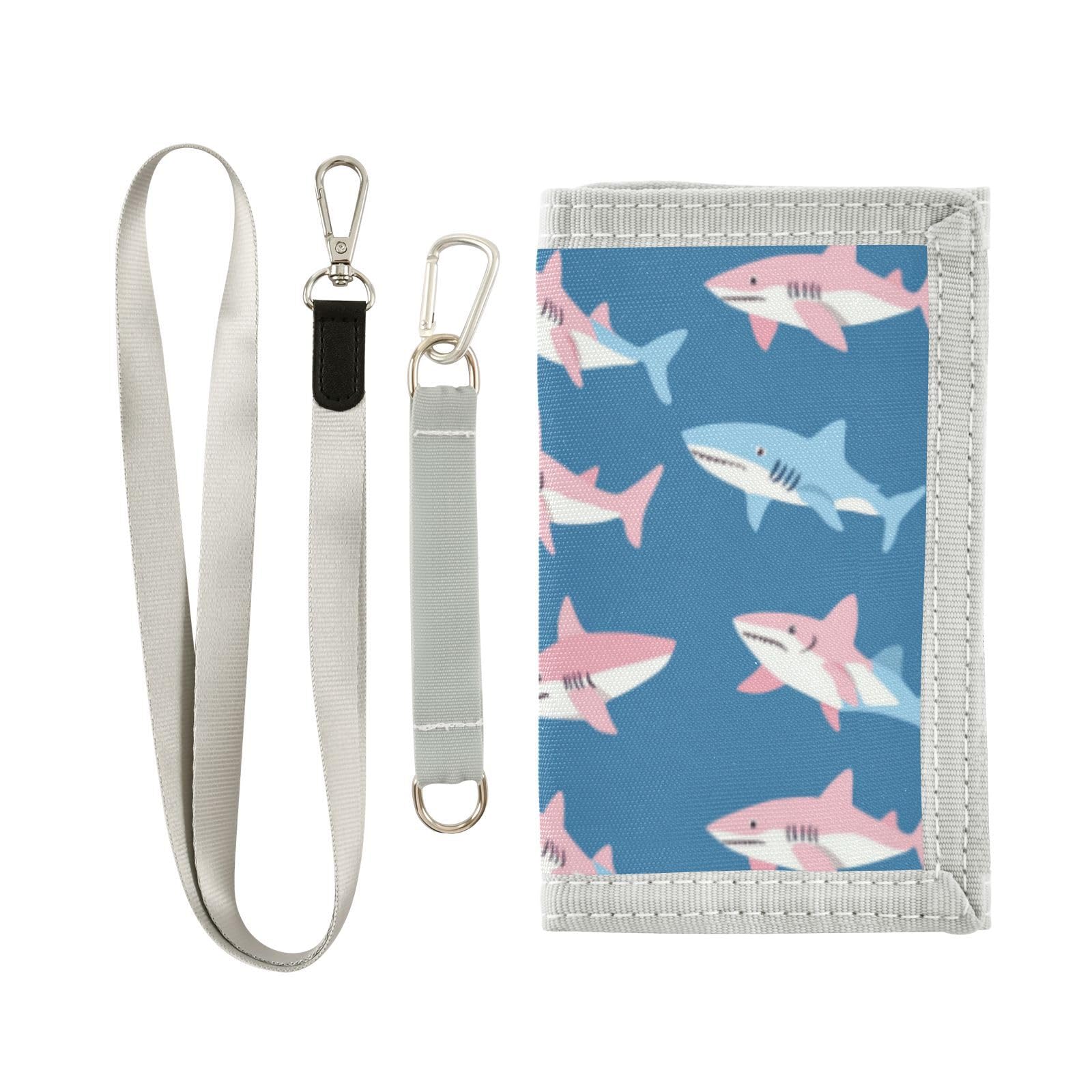 Wusikd Sharks Kids Wallet for Boys Girls Blue Toddler Trifold Wallet Novelty Wallet for Teens Women Men