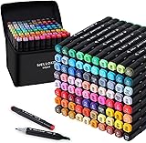 Alcohol Markers Set, 60 colors Alcohol Based Dual Tip, Broad and Brush Tip for Adult Coloring Books, Drawing, Sketching (60)