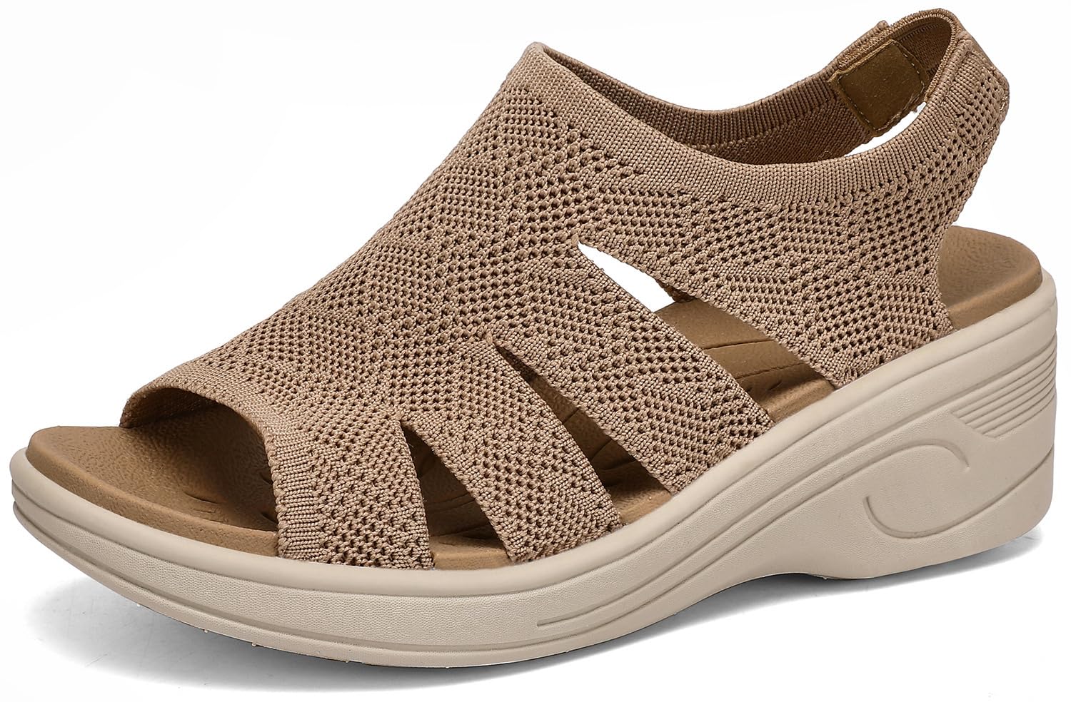 Women's Walking Wedge Sandals Platform Slip On Ladies Sandals Dressy Comfortable Breathable Open Toe Casual Beach Summer Sandals