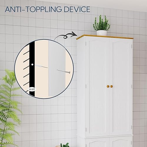 Miniatura 6 de Yusong - Armario alto de despensa de cocina de 72 pulgadas, armario de almacenamiento independiente con puertas y estantes, aparador de despensa de