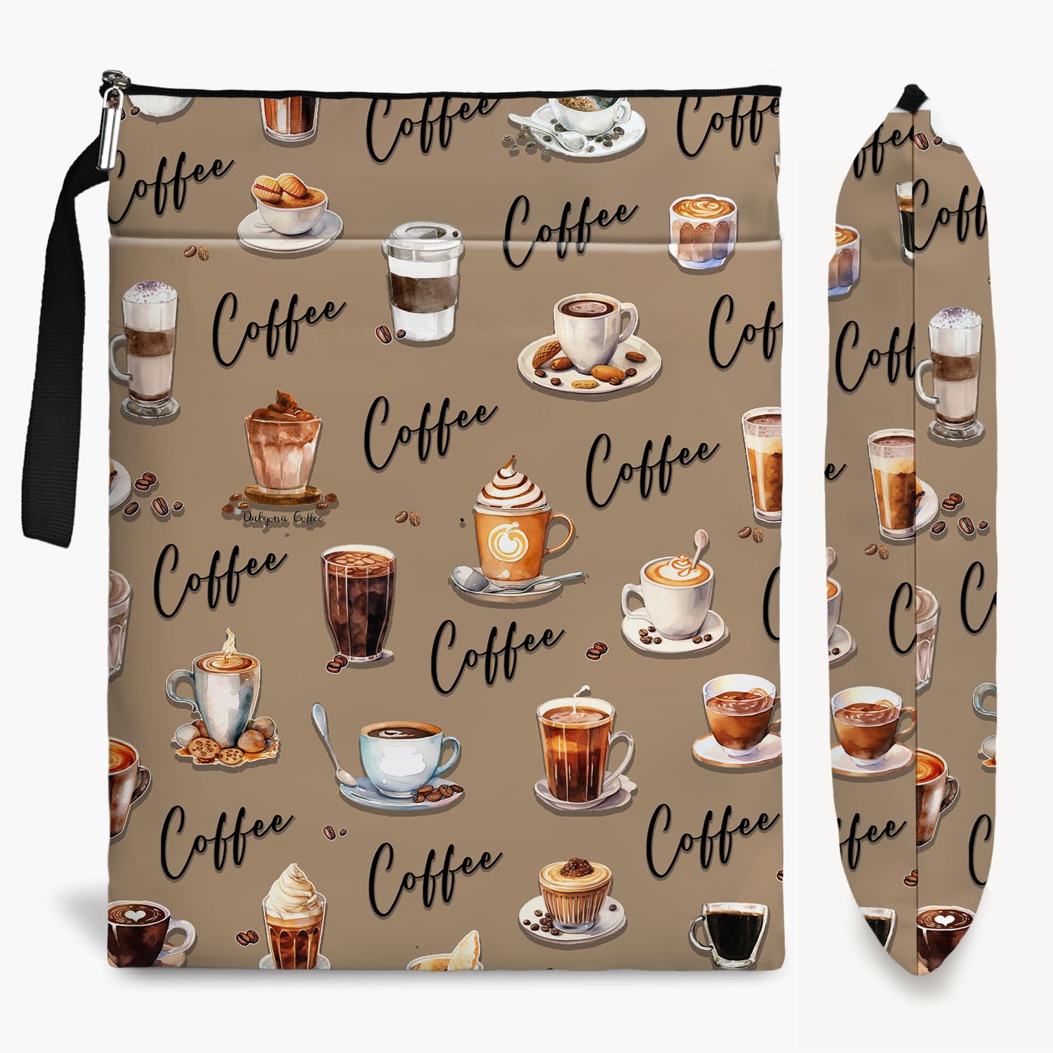 Book Sleeve for Book Lovers with Zipper Protector Paperback Cover, Washable Fabric Book Cover Gifts, Coffee Pattern Book Pouch Gifts for Girl Women