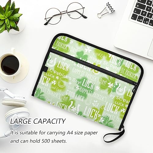 Miniatura 6 de Grunge Shamrock File Organizer Expanding 13 Pockets A4 Letter Size File Folder Jacket with Zipper Closure File Folder with Zipper for Librarian