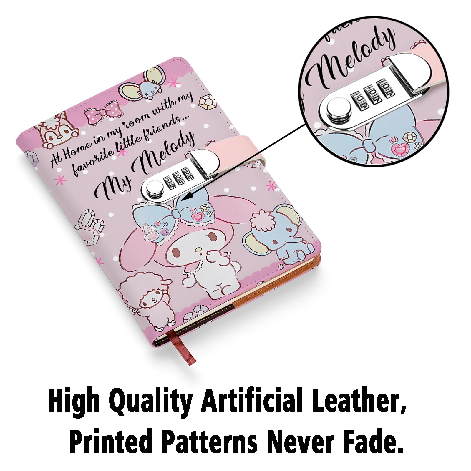 FYWZXED Cartoon Animation Leather Combination Lock Notebook Cute