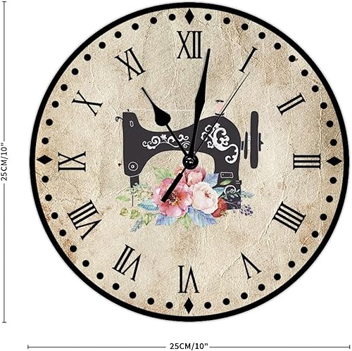 Vista 77 de Relojes de pared de madera para máquina de coser de flores, relojes sin marco, 10 pulgadas, brillante, silencioso, sin tictac, funciona