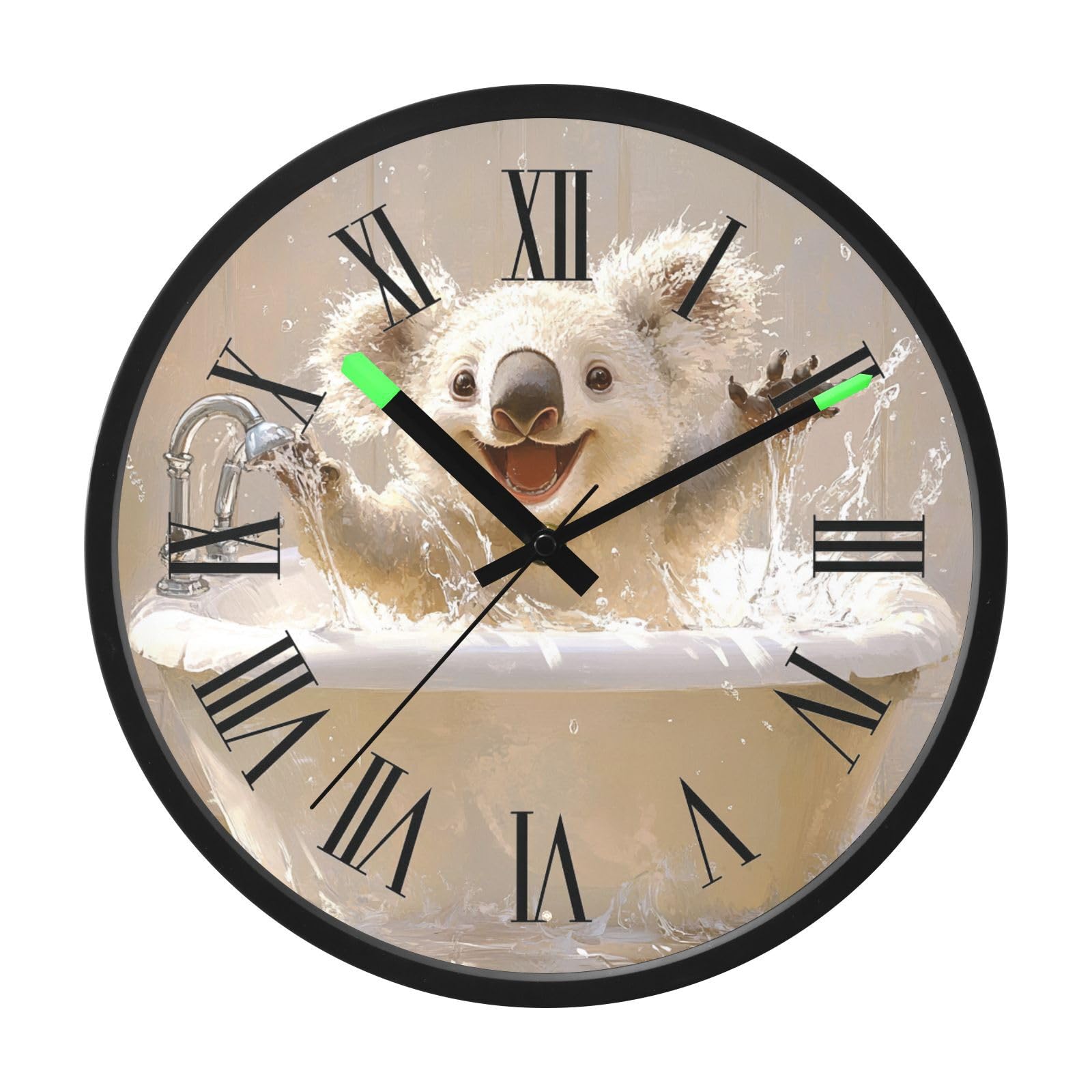 Horloge murale silencieuse sans tic-tac à piles motif koala retro
