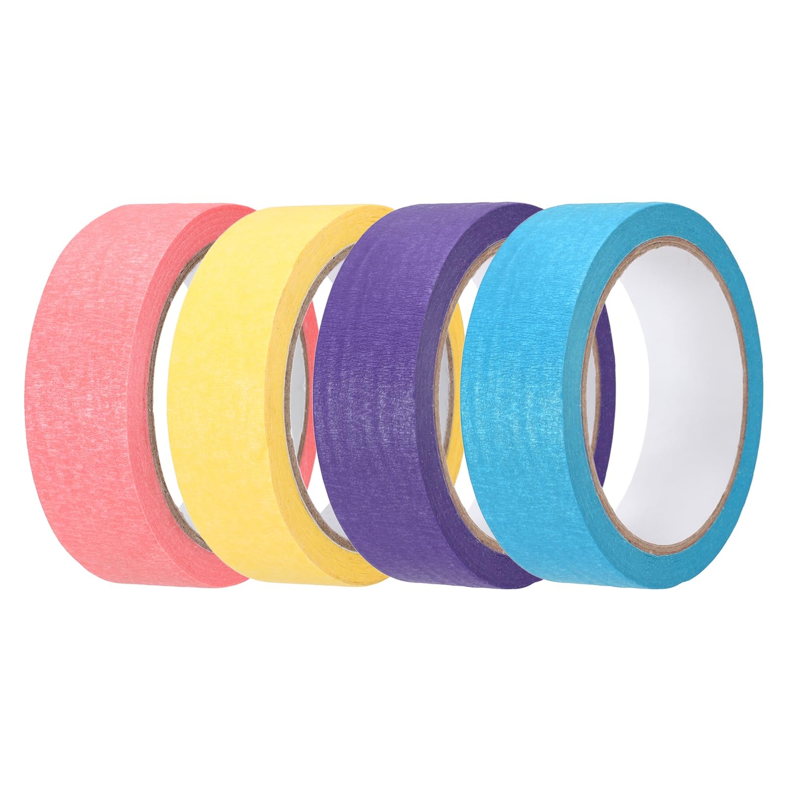 sourcing map 4pcs 30mm x 20 Meters Colored Masking Tape Universal Crepe Paper Colorful Masking Painter Tape for Art Drawing DIY Handcraft Sealing, Blue Pink Purple Yellow โ image 1