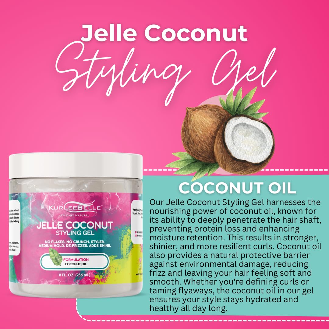 Amazon.com : Kurlee Belle Jelle Coconut Styling Gel 8oz : Beauty