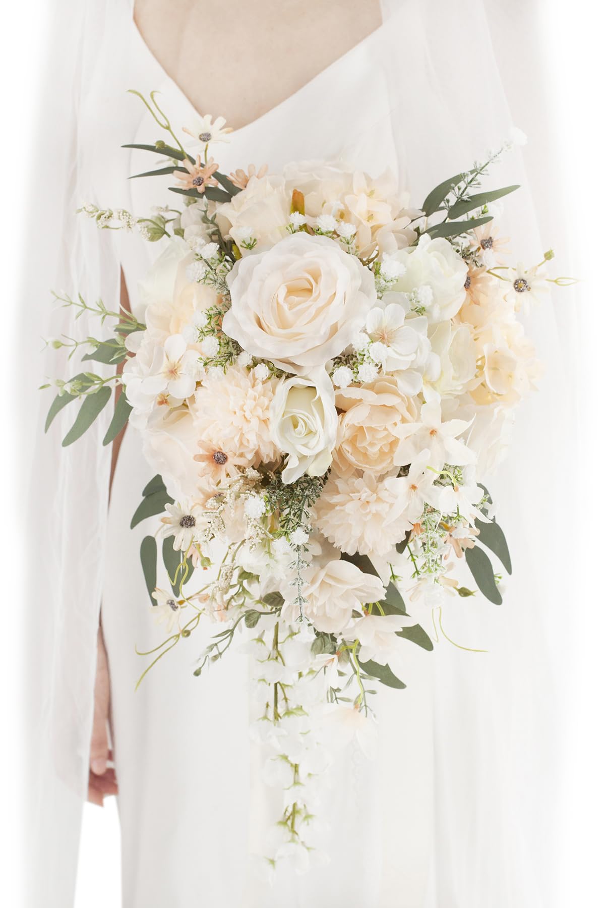 Amazon｜Yelinart 11インチ シャンパンウェディングブーケ 花嫁用