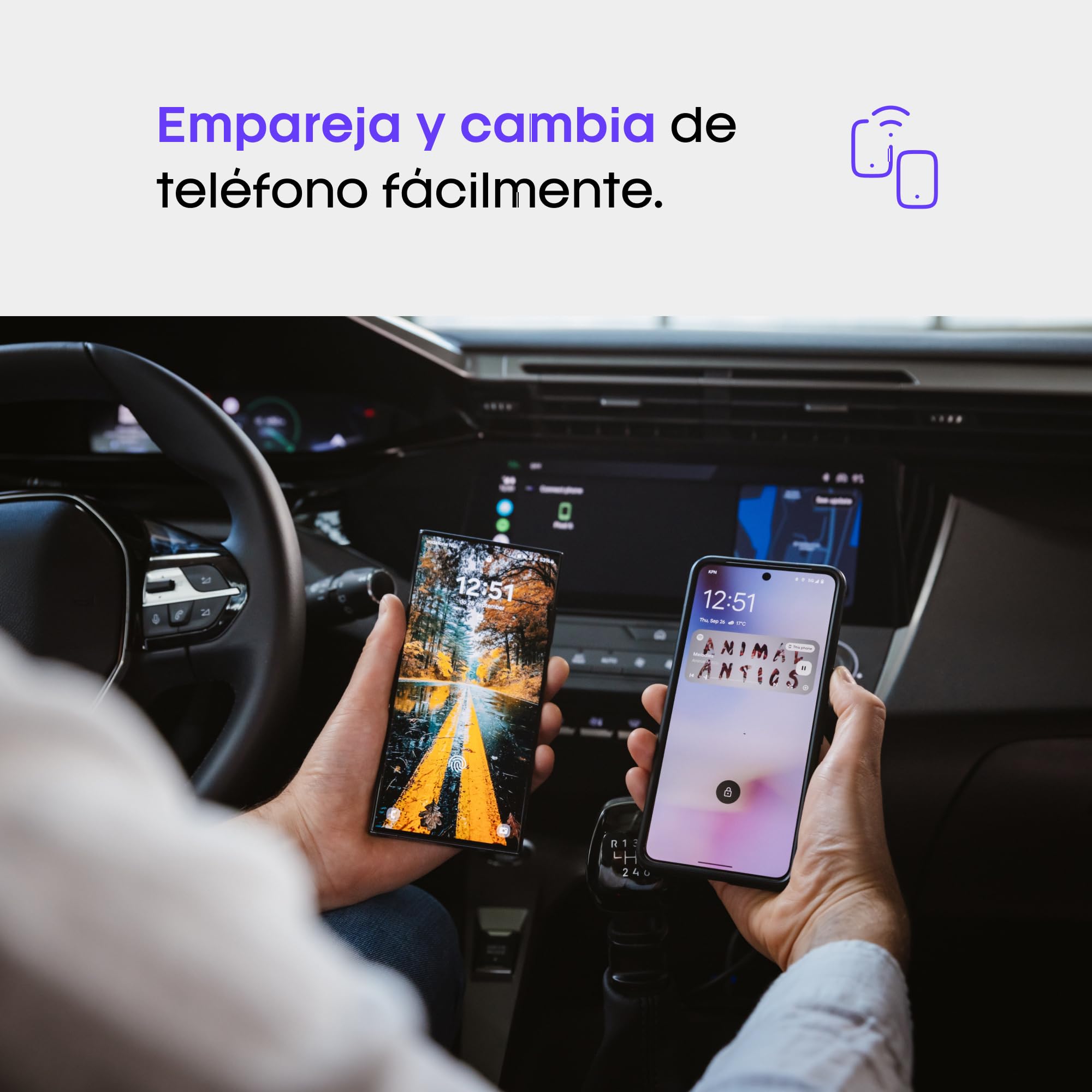 AAWireless Two - Adaptador Android automático inalámbrico - Conversión fácil, Plug & Play, Bluetooth - Fabricado en Europa - Cable negro