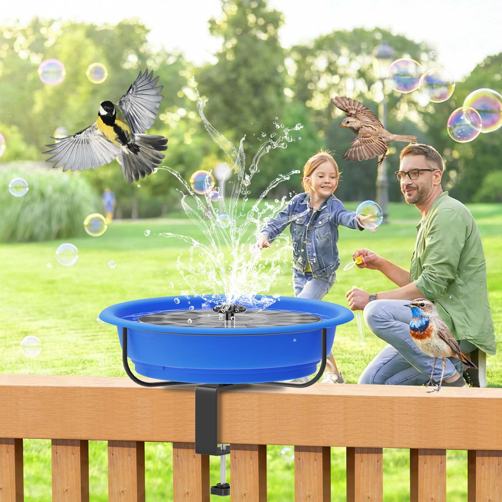 Beheizte Vogeltränke für den Außenbereich, Winter, 100 W, thermostatisch gesteuert, beheizte Vogeltränke, verstellbare Metallklemme für Deckgeländer, wasserbeheizte Vogeltränke für Außenbereich