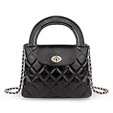 Croer Quilted Crossbody Tote Bags for Women Small Top Handle Purse Trendy Designer Handbag Satchel Tote Shoulder Bag Black