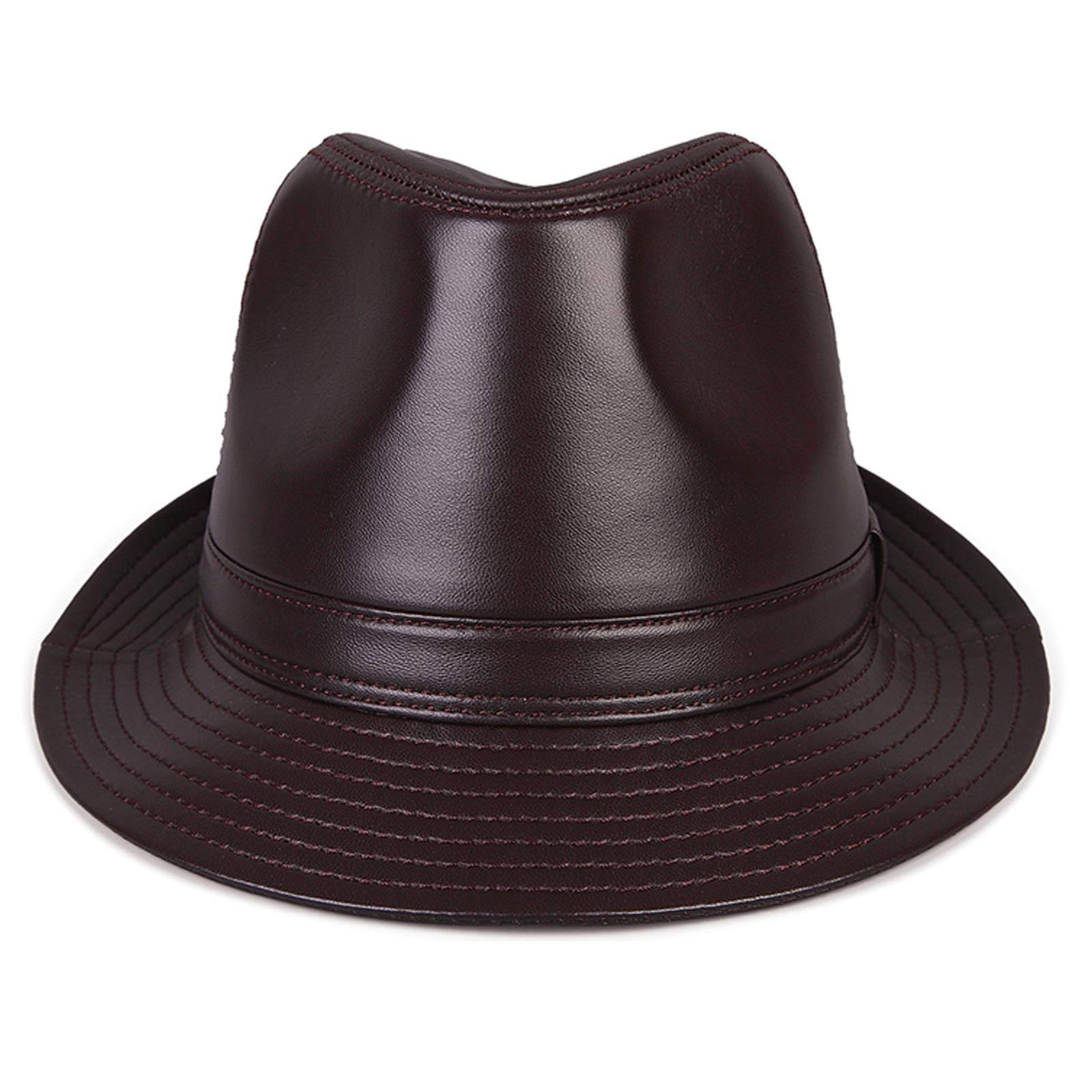Sombreros de invierno, Hombres Sheeepskin Fedora Trilby Hat Jazz Cap Cuero Black Fiesta Bowler Casual Big Brim Gentleman Sombreros
