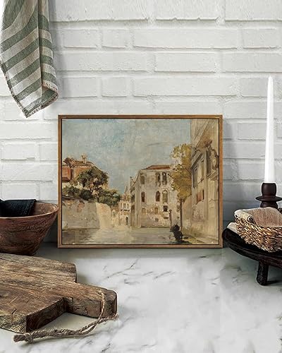 Miniatura 6 de KISSFOX Arte de Pared en Lienzo Vintage del Canal de Venecia Arte Impresionista Retro Neutral Paisaje Urbano de Italia Paisaje Arte de Pared