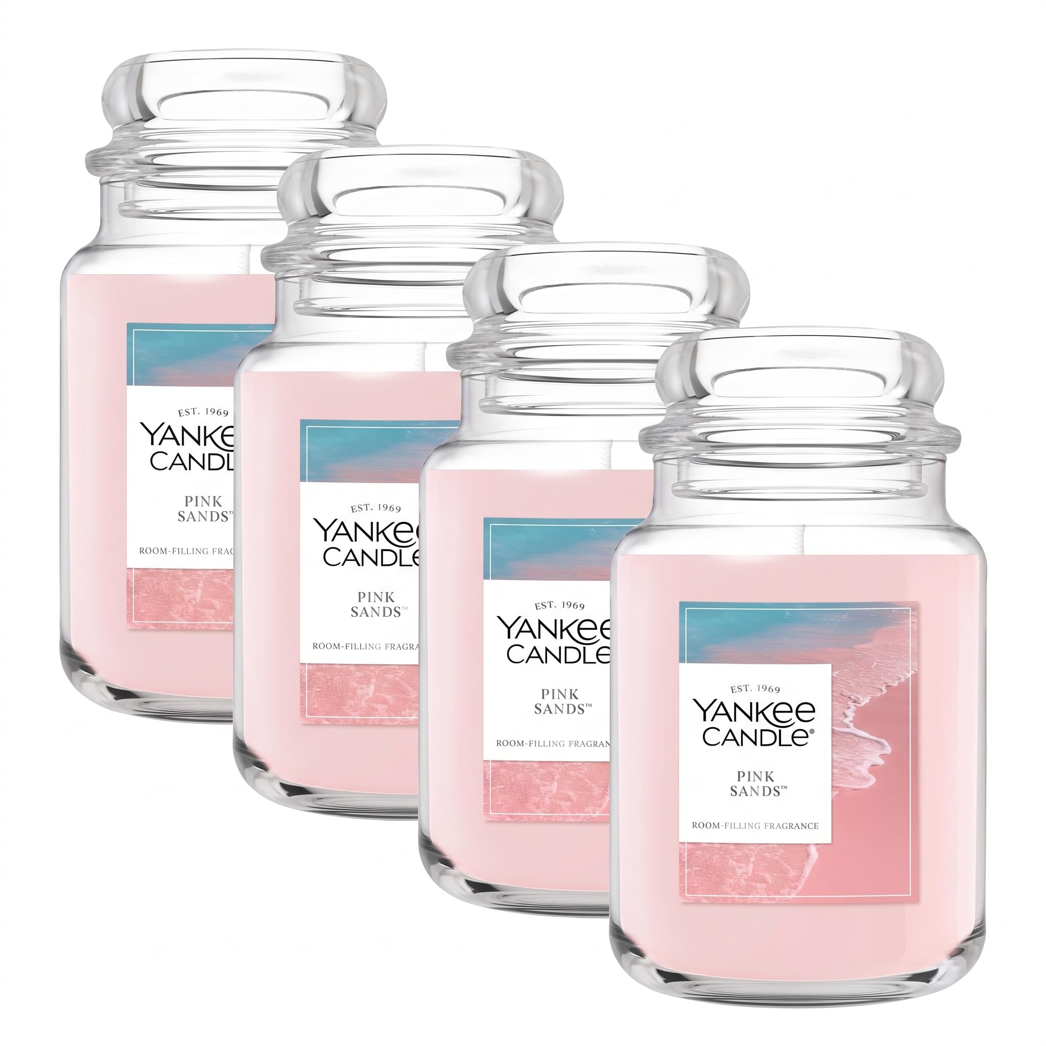 Yankee Candle Pink Sands Scented Candle, 22oz Large Jar with up to 150 Hour Burn Time, Giftable, Birthdays (Pack of 4)