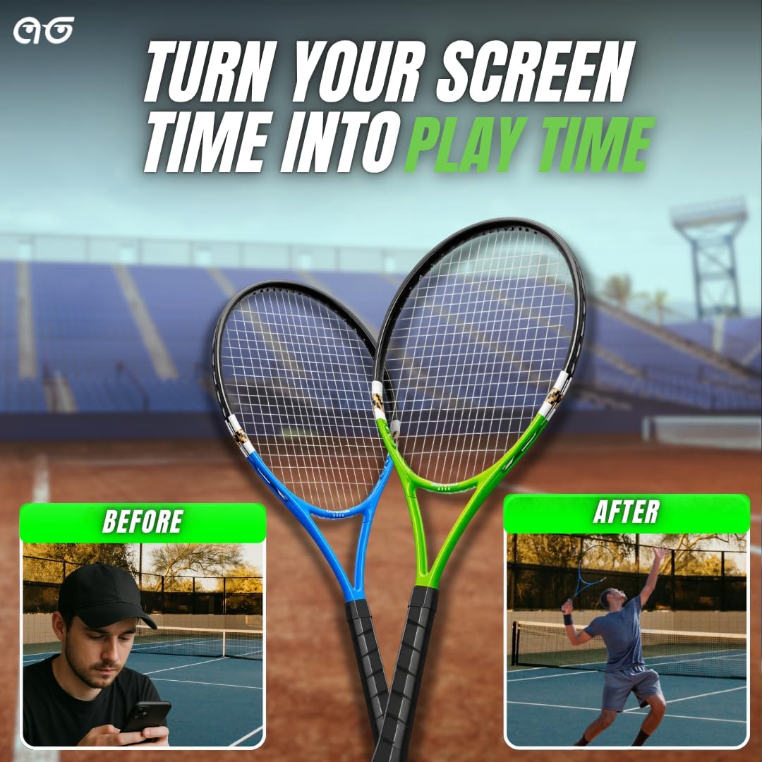 Teen Tennis Racket Set-27 Inch Tennis Rackets for Beginners and Youth Players-Lightweight Racquets with Carry Bag, Grip Tape, and Ball Offer-Ideal for Boys & Girls Ages 12+