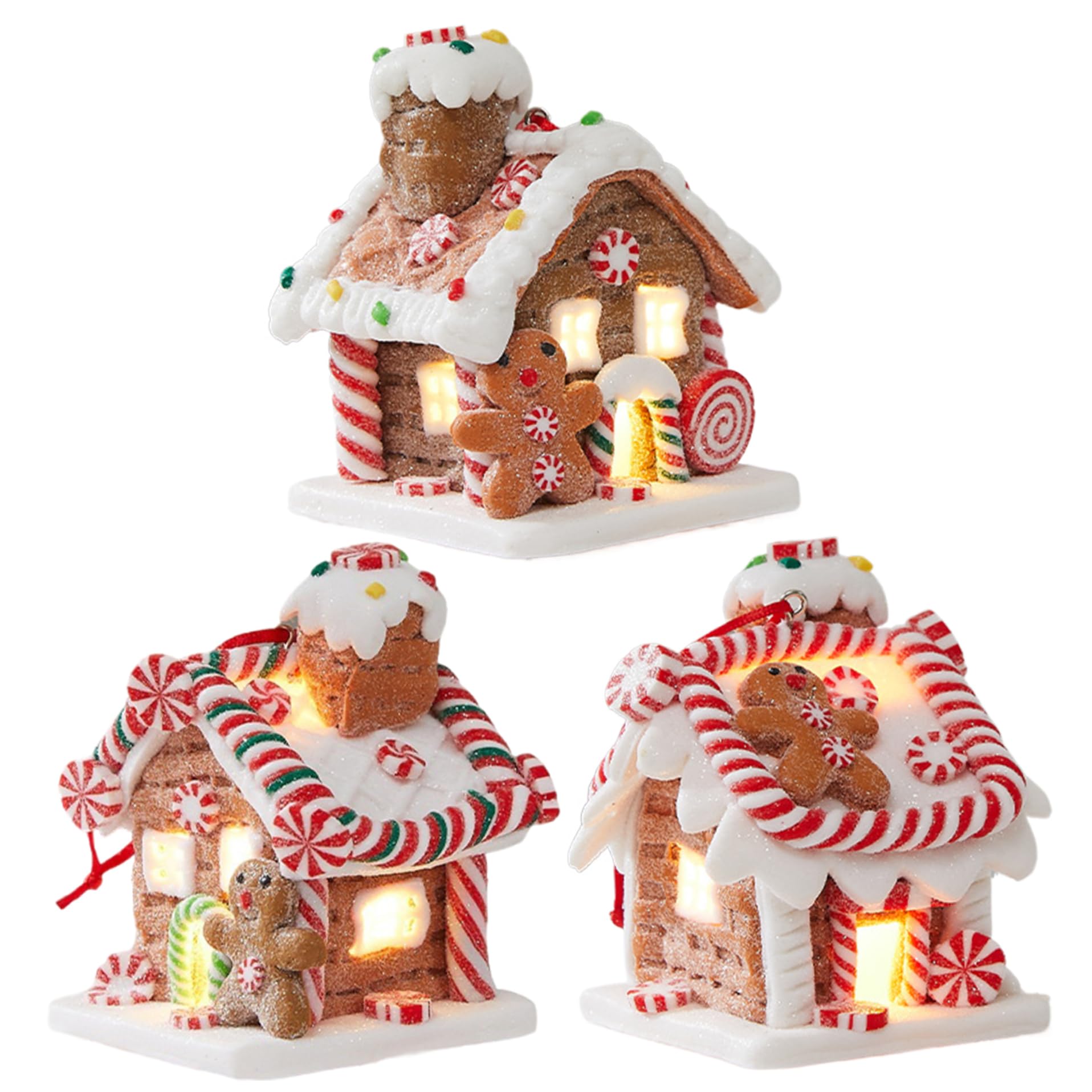 Maisons en pain d'épices LED de Noël aux finitions détaillées pour village