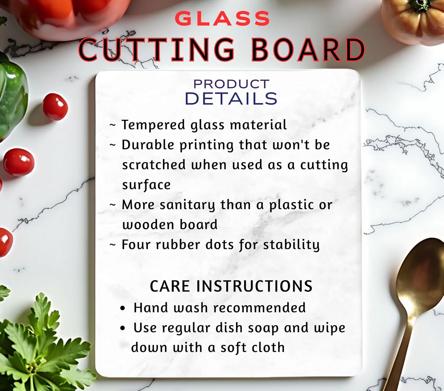Funny Tempered Glass Cutting Board - Kitchen Conversion & Cooking Temperature Guide - Unique Housewarming Gift - Ideal for Christmas or Birthday Celebrations