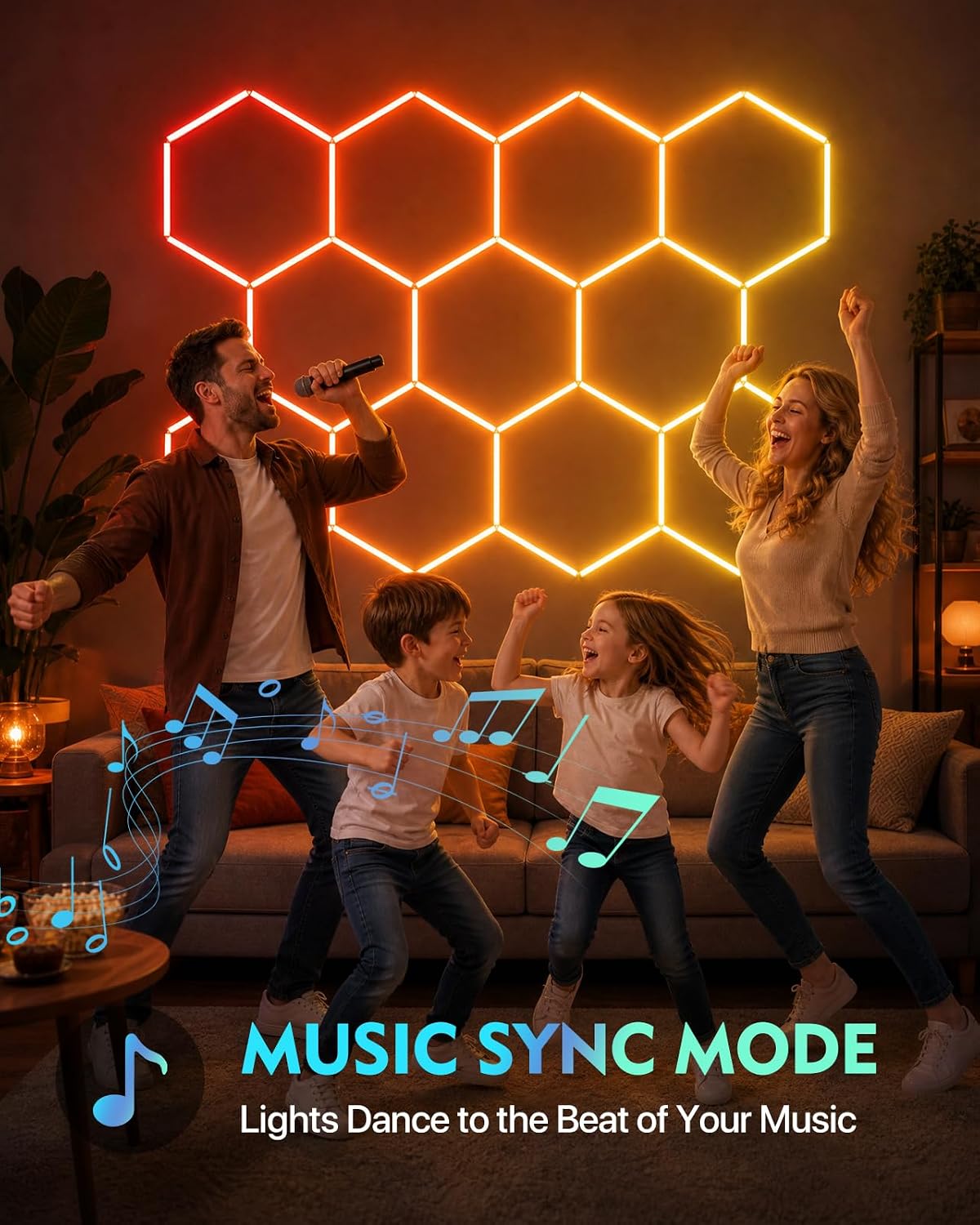 Hexagon Lights, 11-Hex RGB, App Control, Dynamic Lighting Effects | 11-Hexagonal Garage Lights with DIY Lighting Effects and Music Mode for Gyms and Gaming Setups with Vibrant Colors thumbnail