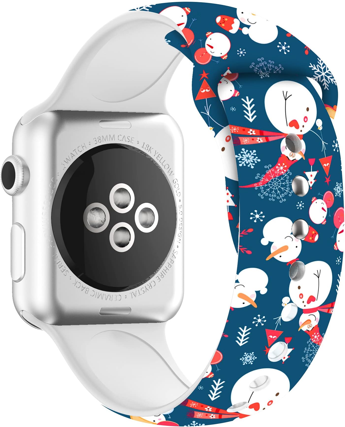 BONICI2022 Smart Watch Band Compatible with Apple Watch 38mm 40mm 42mm 44mm,Christmas Theme Christmas Man Snowman Sport Soft Silicone Rubber Replacement Bands for Apple Watch 6/SE/5/4/3/2/1 iWatch