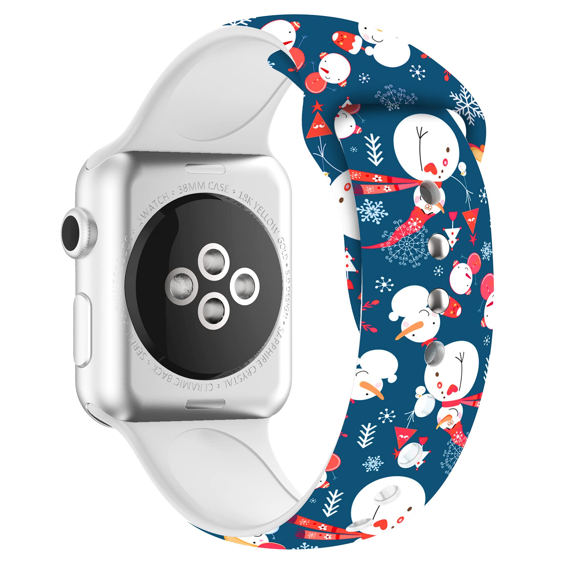 BONICI2022 Smart Watch Band Compatible with Apple Watch 38mm 40mm 42mm 44mm,Christmas Theme Christmas Man Snowman Sport Soft Silicone Rubber Replacement Bands for Apple Watch 6/SE/5/4/3/2/1 iWatch