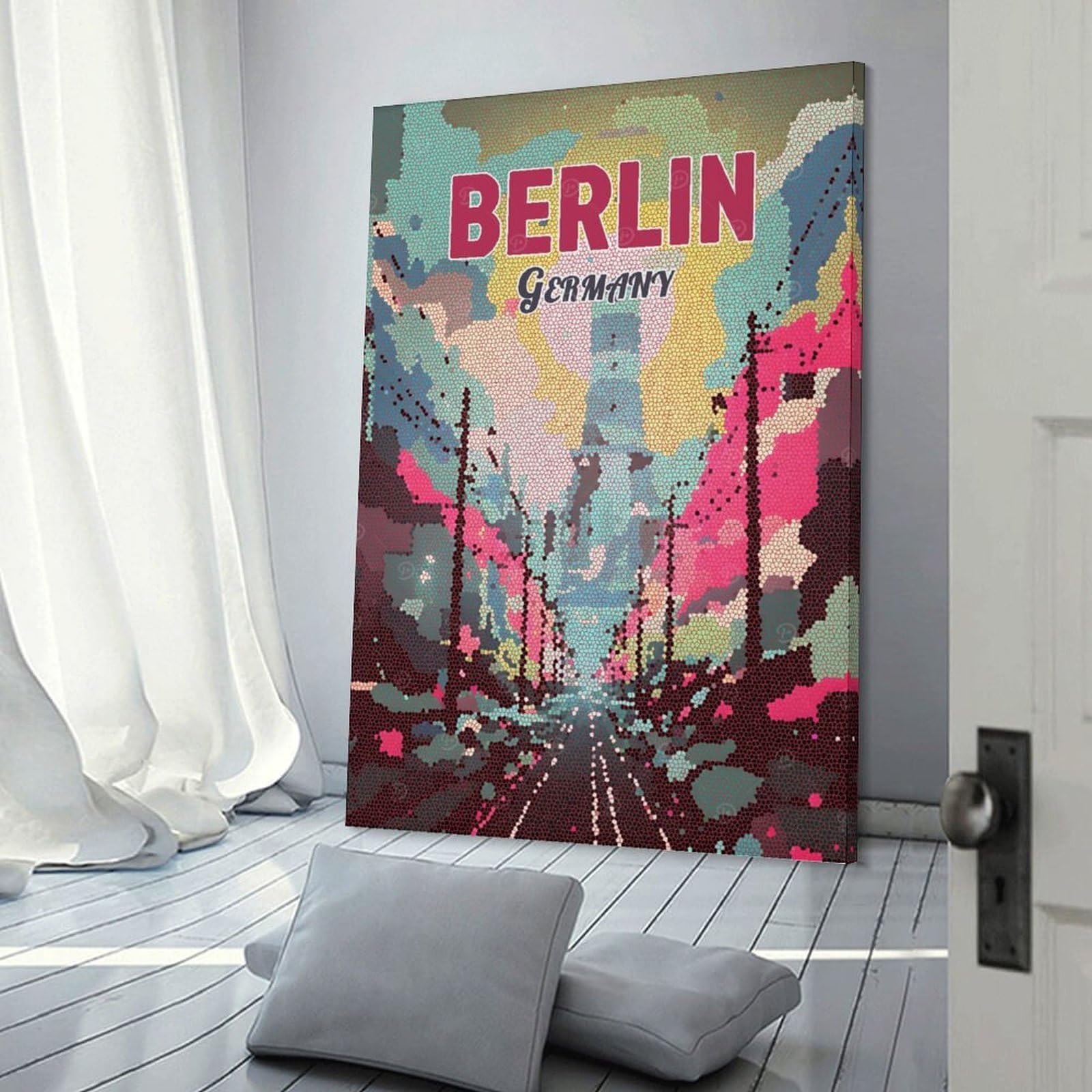 Junmoney Berlin Germany Mosaic Travel Room Decor Wall Art, 20x30inch(50x75cm), for Hallway, Lounge Or Guest Room, Gift Idea for Housewarming And Birthdays