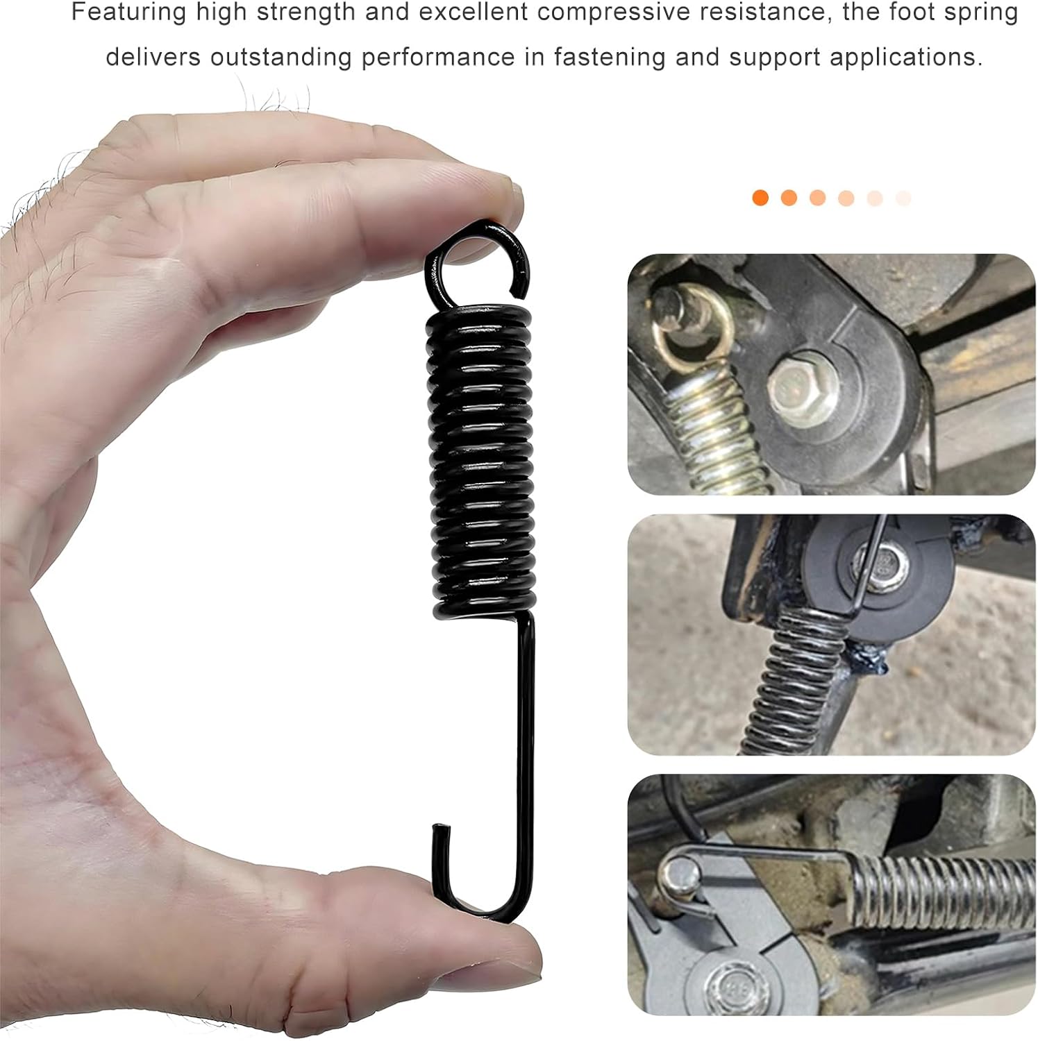 5 PCS Motorcycle Side Stand Springs, 75mm/90mm/100mm/110mm/120mm Kickstand Spring Kit, Heavy Duty Brake Pedal Return Springs for Motorbikes Scooters Bicycles E-bikes