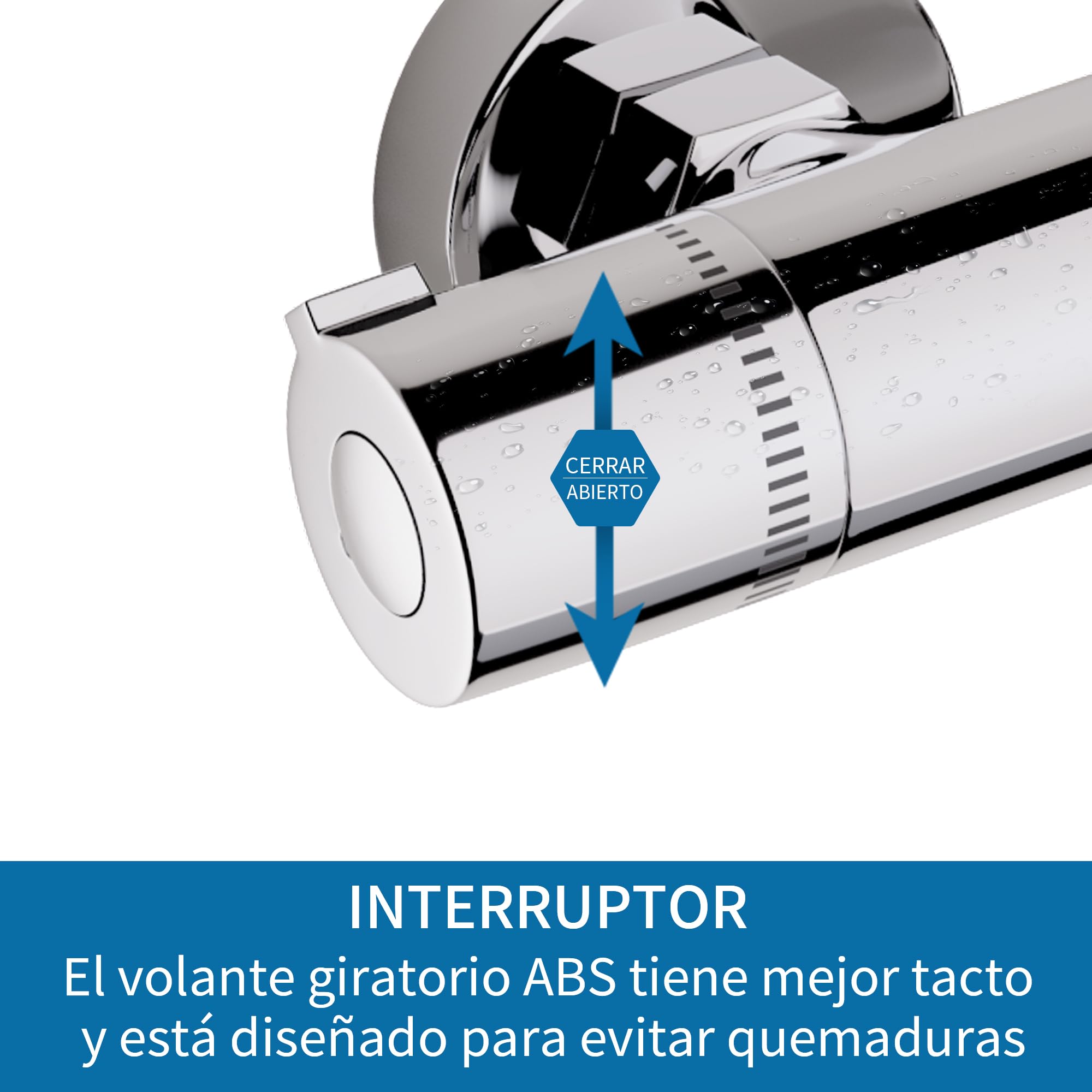 MORADO Mezclador de ducha termostático, grifo de ducha termostático, válvula de mezcla de agua con control de temperatura, latón, acabado cromado, montado en la pared