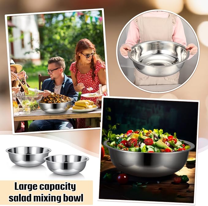 Set de 4 tazones grandes acero inoxidable 16 pulgadas 13 qt miniatura 6