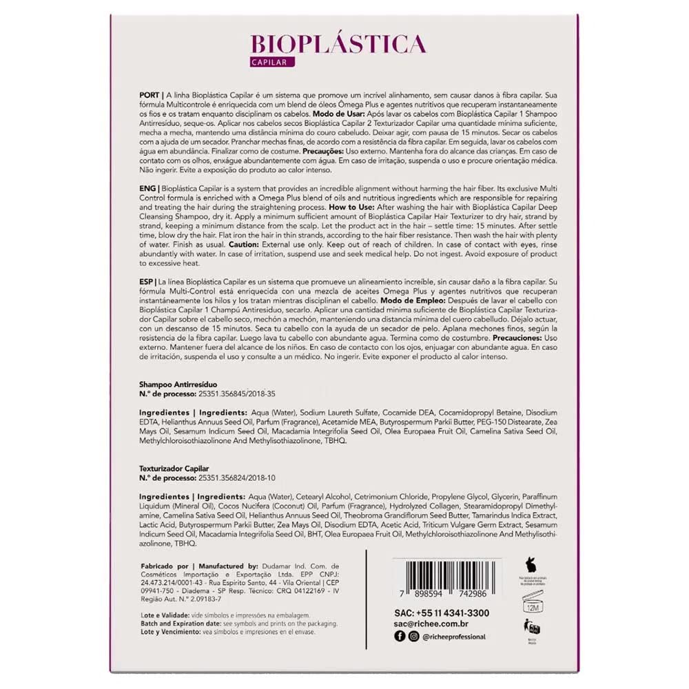 RichÃƒ©e Professional BioplÃƒ¡stica Capilar 2x 1000 ml Without Damages To The Hair Fiber | Hair Alignment, 33.8 fl.oz.
