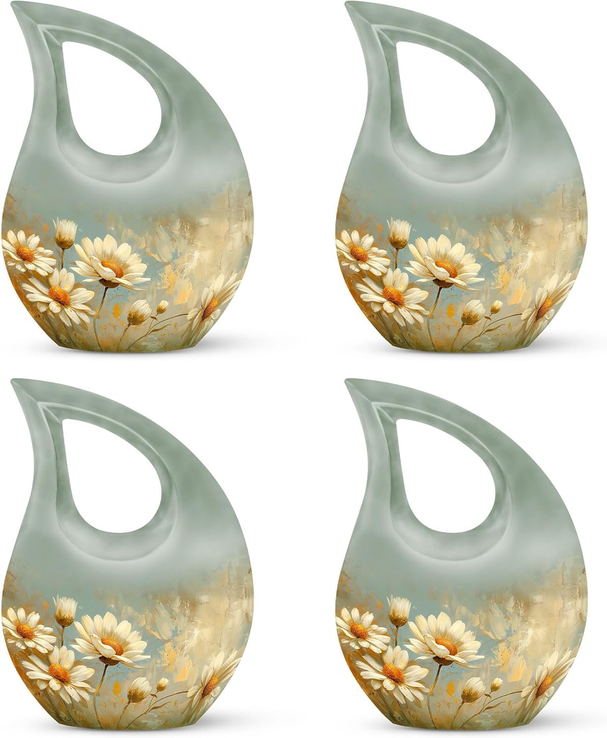 Dance of Daisies Urn - Small Urn for Human Ashes - Urn for Mom Ashes & Dad - Human Urns for Ashes - Small Urns for Human Ashes, urns Human Ashes(Size - 4inch, 4Pcs)