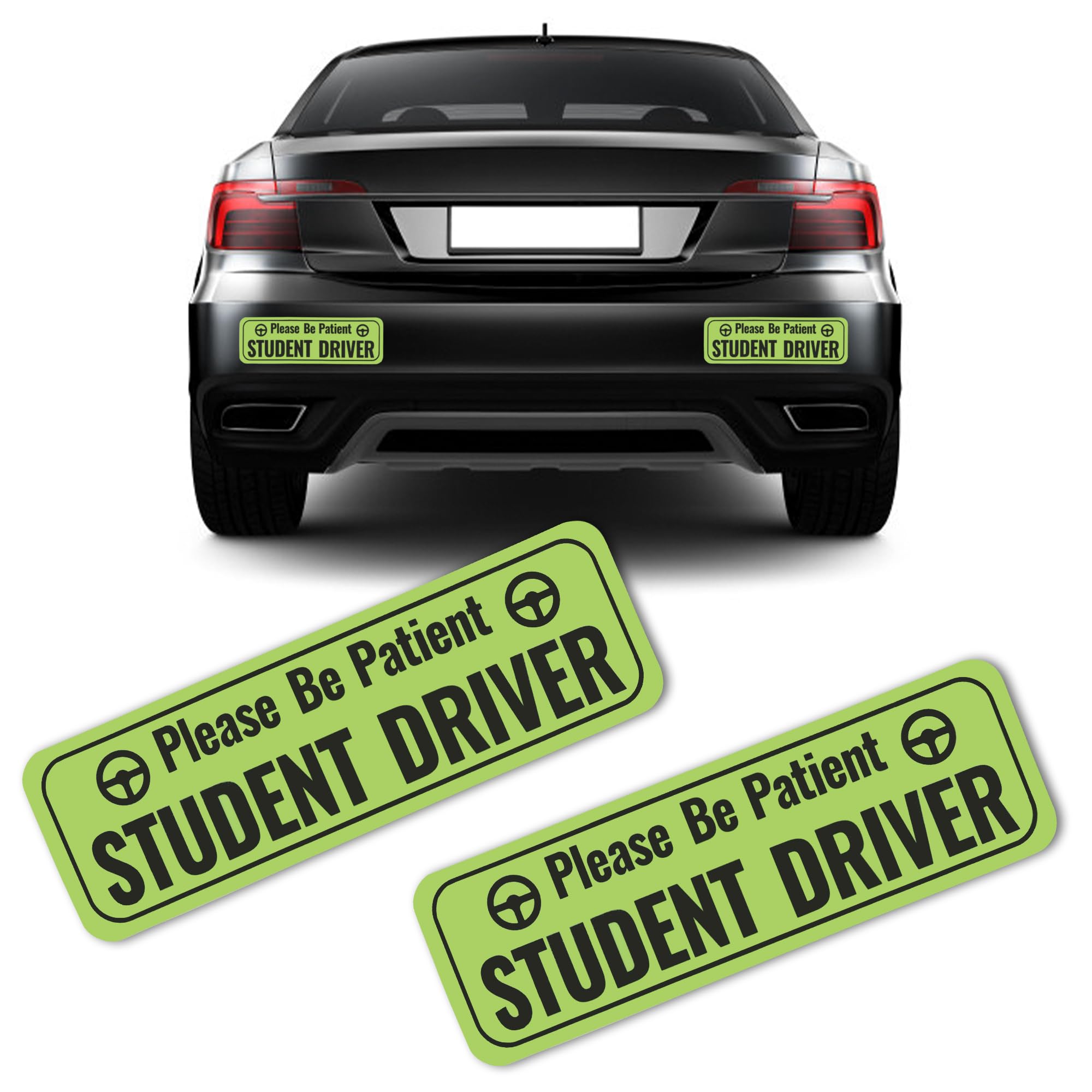 2PCS Student Driver Magnet for Car,Highly Reflective Student Driver Sticker for Car Door/Trunk/Hood/Bumper,Universal Removable Please Be Patient New Driver Magnet for Car (Green)