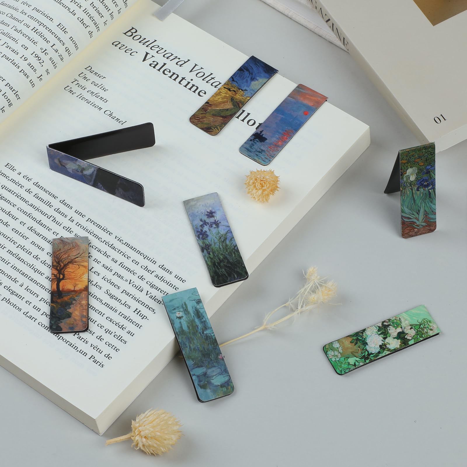 Simpeak 12 Piezas Marcadores Magnéticos Van Gogh Monet Marcapáginas Clip para Lectores