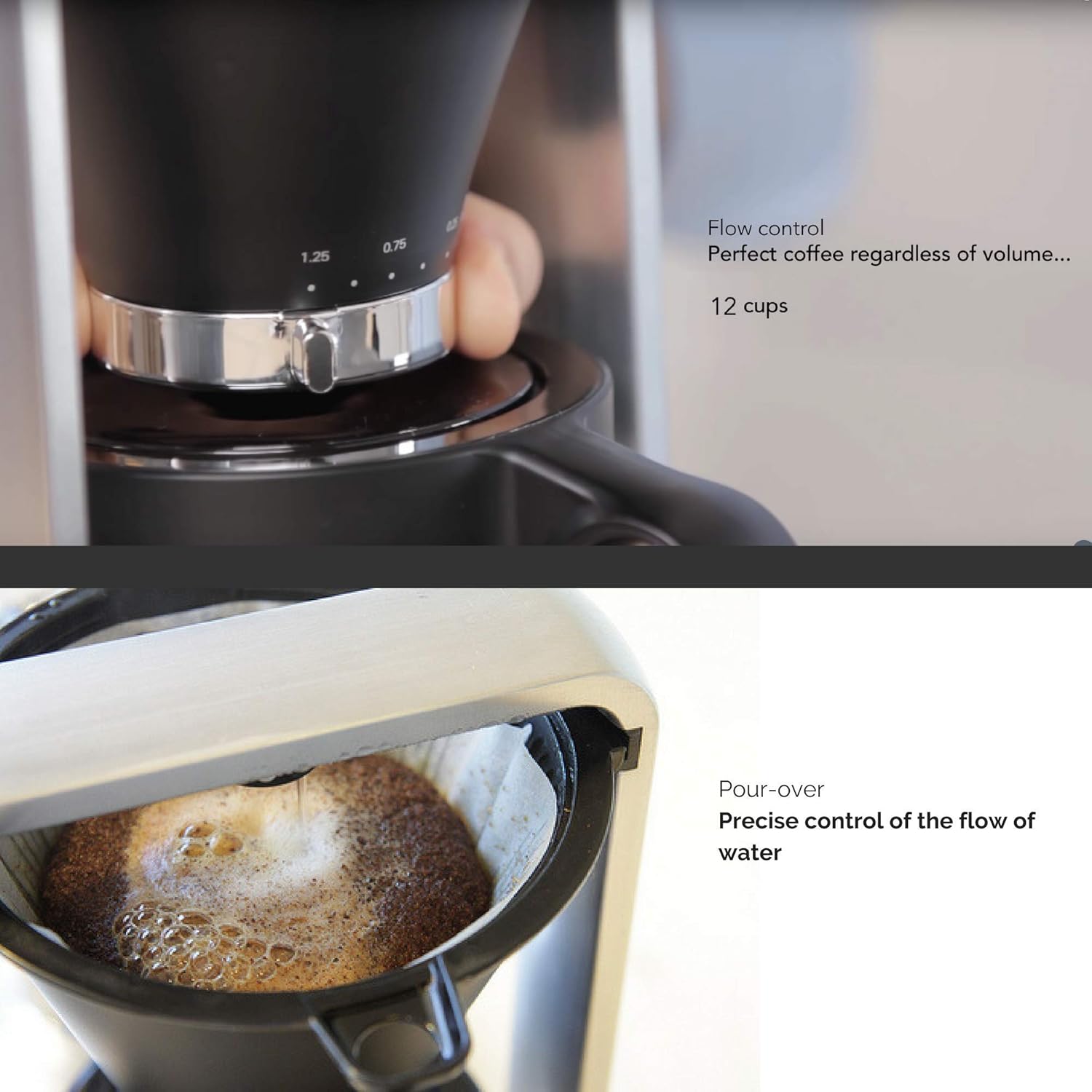 Close-up of the flow control dial on the coffee maker