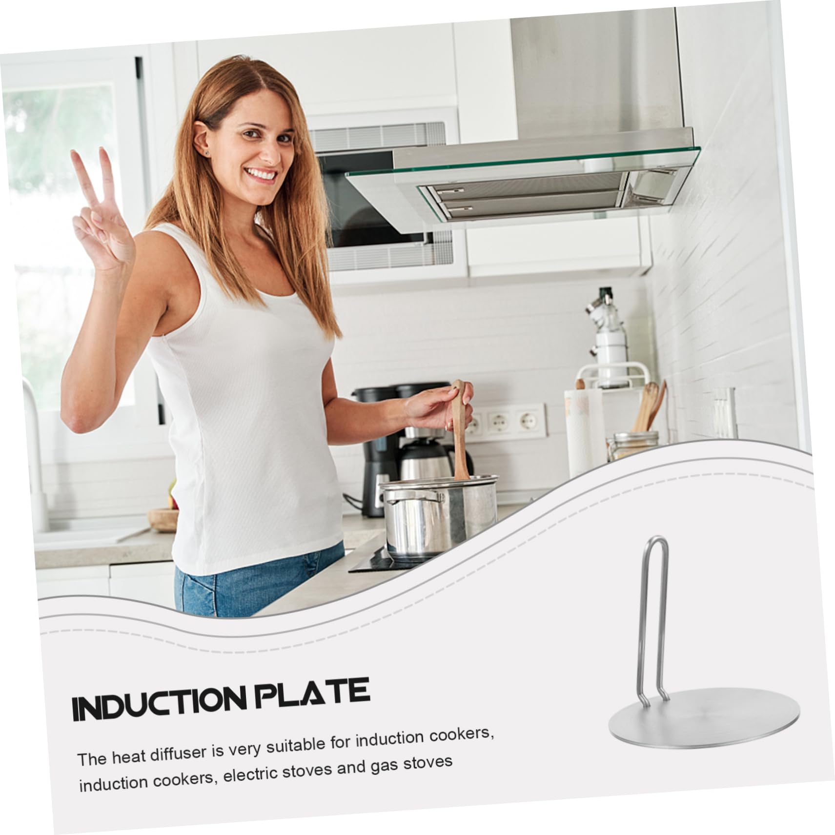 Placa Difusora de Calor para Estufa Eléctrica con Mango Extraíble de Acero Inoxidable Distribución Uniforme E Inducción y Apta para Ollas Cerámicas