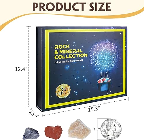 Miniatura 5 de Rock Collection for Kids - Kit de 36 piezas de cristales de rocas y gemas geniales, kit de ciencia de rocas y minerales con guía de inclinación, kit
