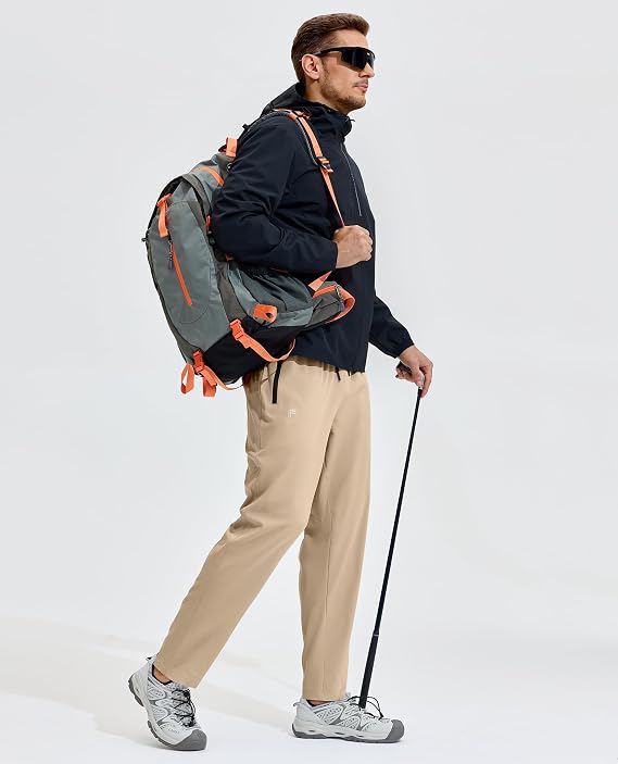 Mens Hiking Pants Lightweight Water Resistant Quick Dry Athletic Fit with Zipper Pockets for Outdoor Workout Travel