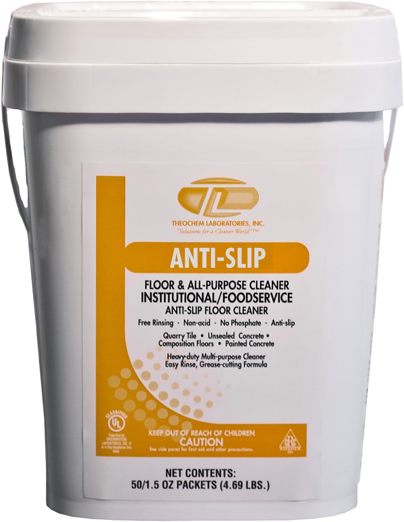 Theochem 100120-2D Anti-Slip Floor and All Purpose Cleaner Pail, Fragrance Free, 50/1.5 Ounce (Pack of 50)