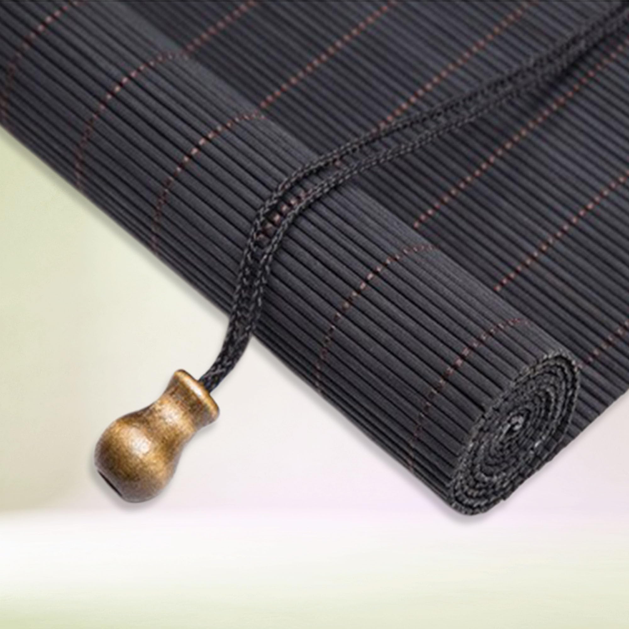 Rolety Bambusowe Sunshade 90 x 185 cm Wentylacja Blackout Roll Kurtyna Ochrona Prywatności Do Domu, Restauracji, Ogrodu, Na Balkon, Czarny