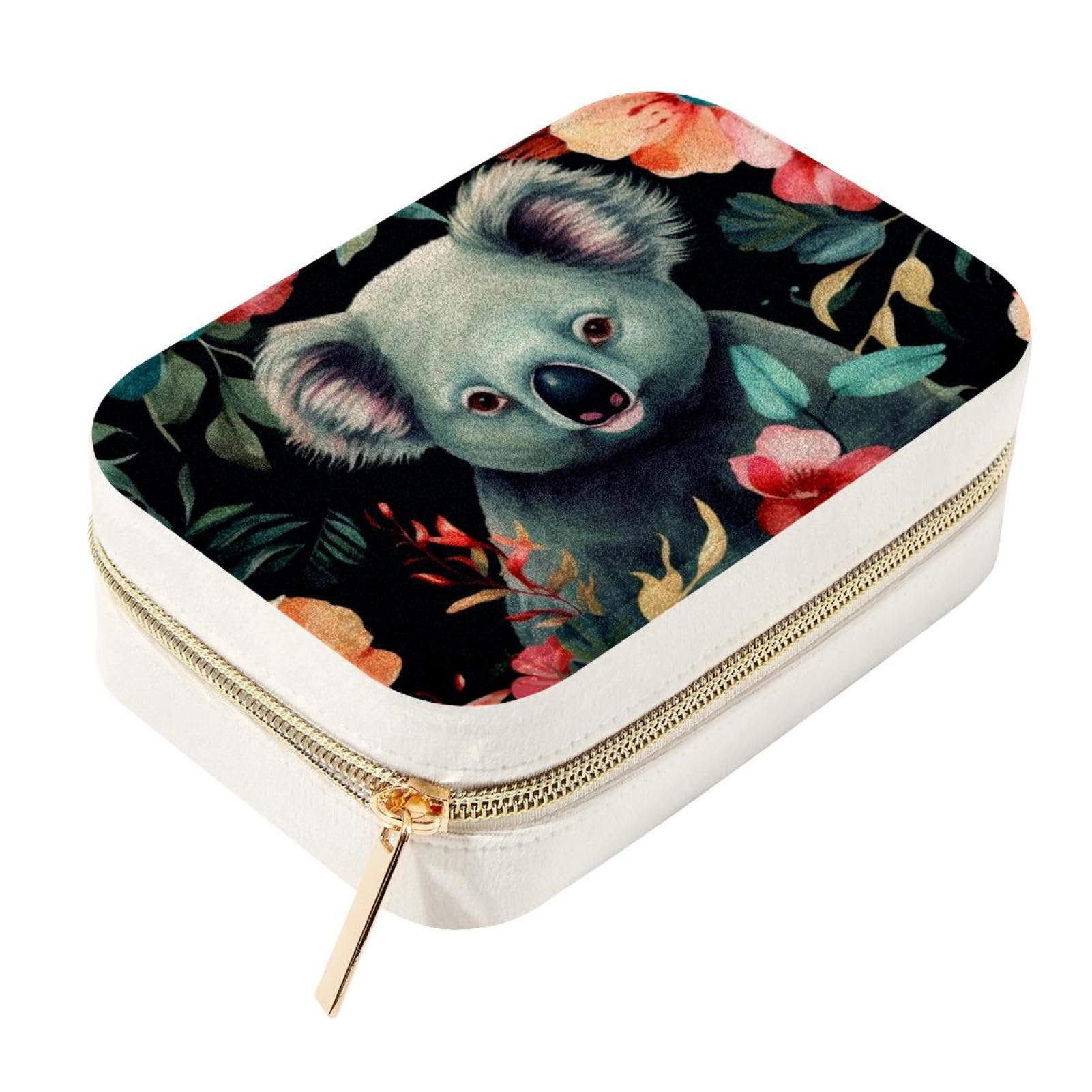 Boîte à bijoux de voyage Koala en velours pour bagues et colliers