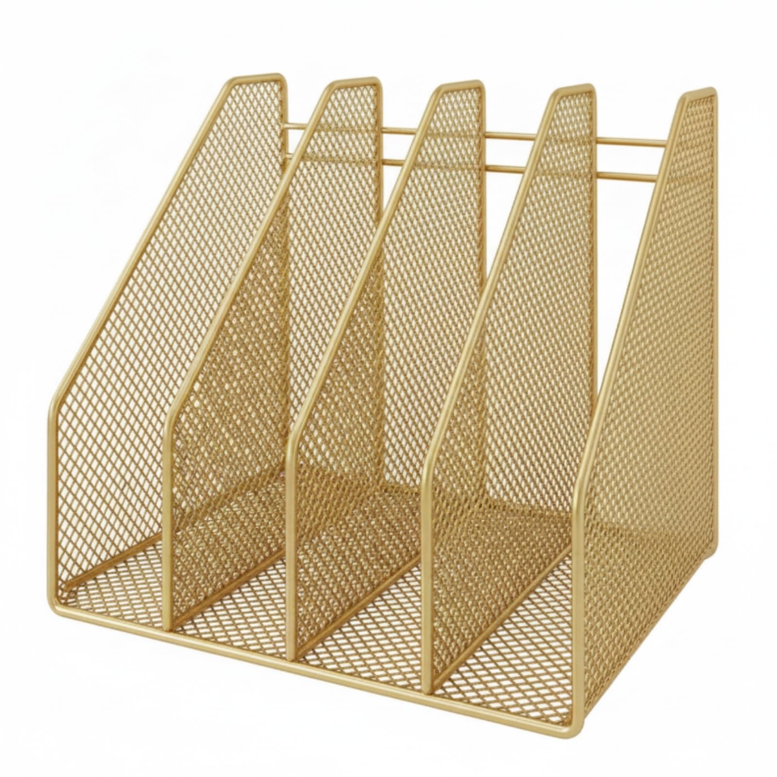 Organizzatore da Scrivania Schedario Portadocumenti Portariviste Vassoio Lettere con 6 Scomparti in Ferro a Rete Base Stabile Salva Spazio Adatto per, Oro, style to 1