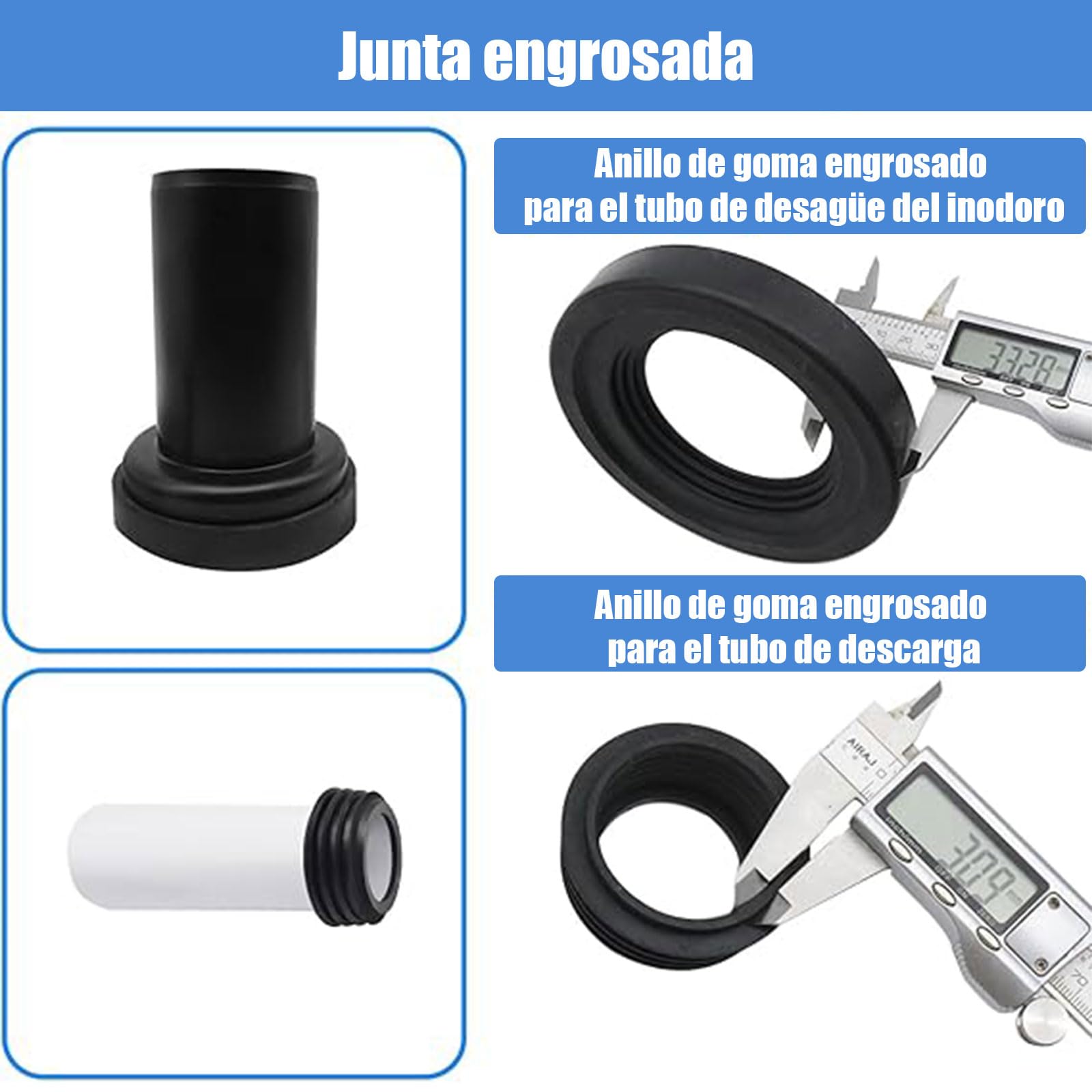 Juego de conexión WC suspendido, compatible con Geberit 152.426.46.1, para tubo PE d90/110, incluye kit de conexión, aislante acústico y accesorios de montaje