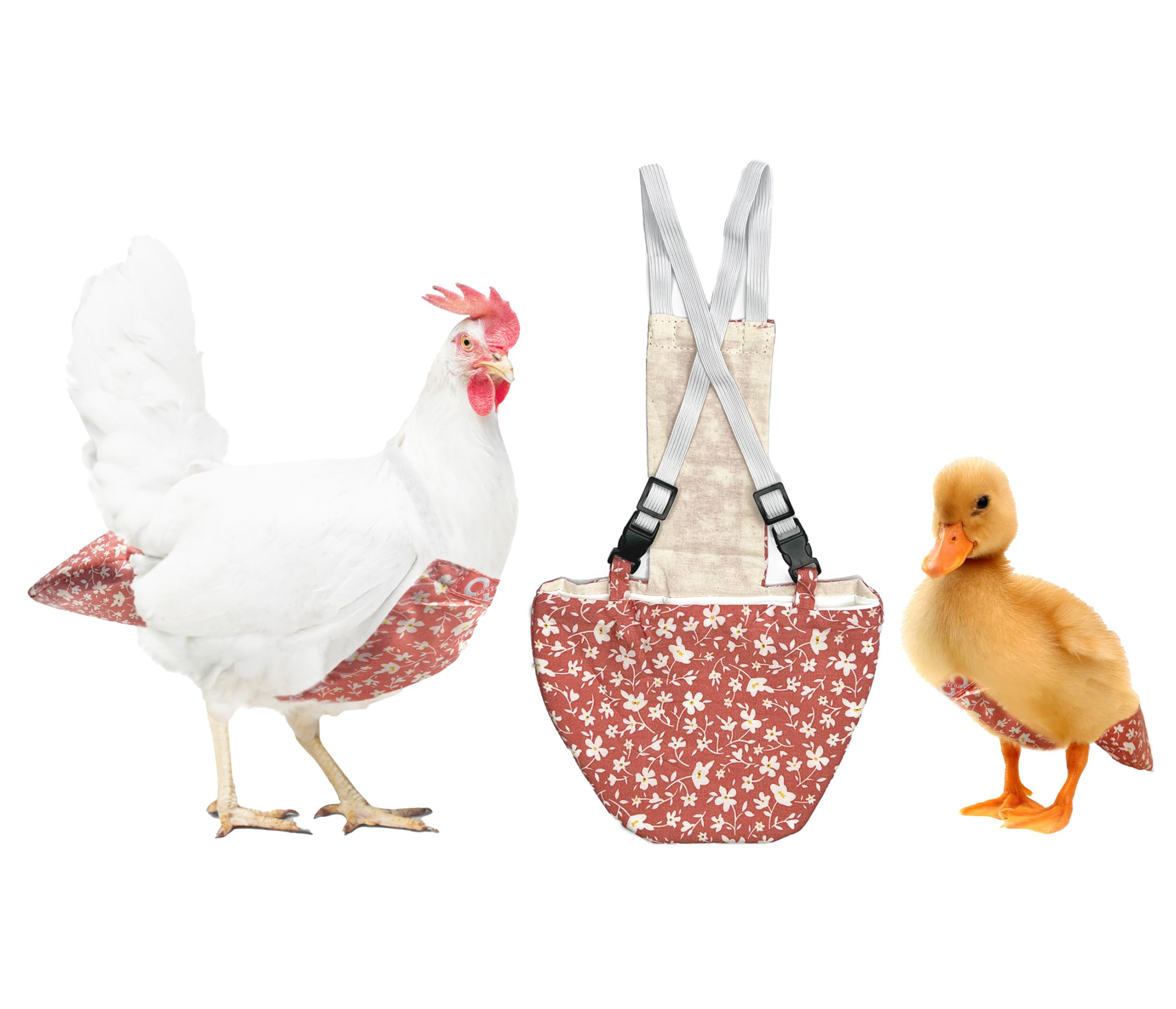 Chicken Diapers for Indoor Chickens, Hens, Roosters, Diapers for Ducks, Ducklings - Reusable, Adjustable by Uni Infinity (Pink Floral, Chicken Large, 1, Count)